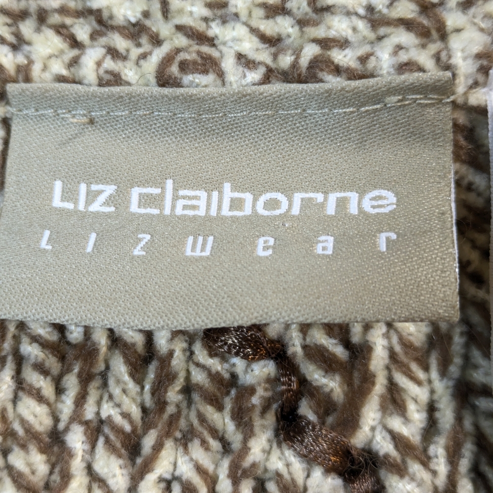 Vntg Liz Claiborne Oversized Knit Sweater Wool Blend, Ribbon Striped, Cozy Med - Picture 7 of 9